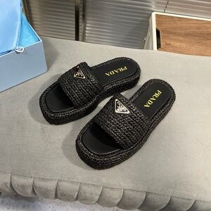 Prada Woven Slide Sandals